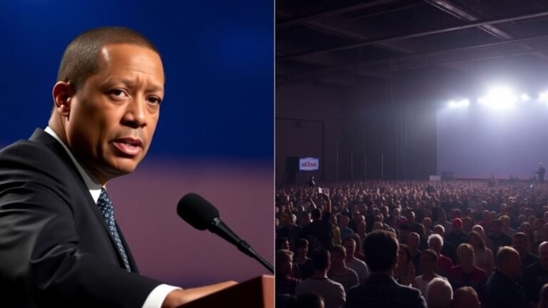 Don Lemon speaking at a large event with a crowd.