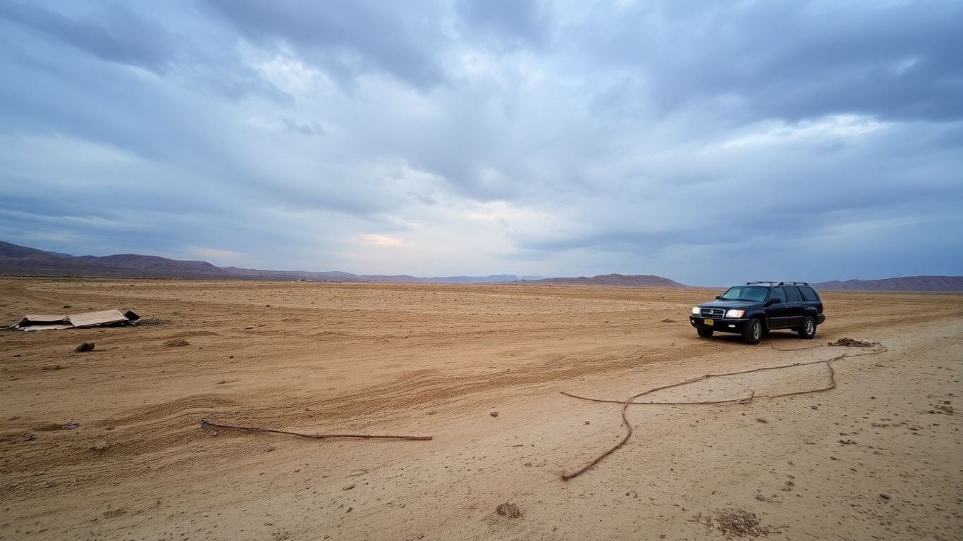 Disturbed earth in a desolate landscape.