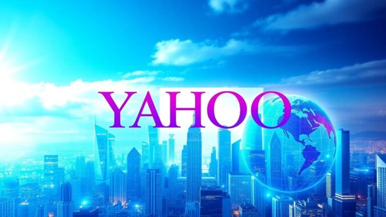 Yahoo and AOL digital logos merging over Italian skyline