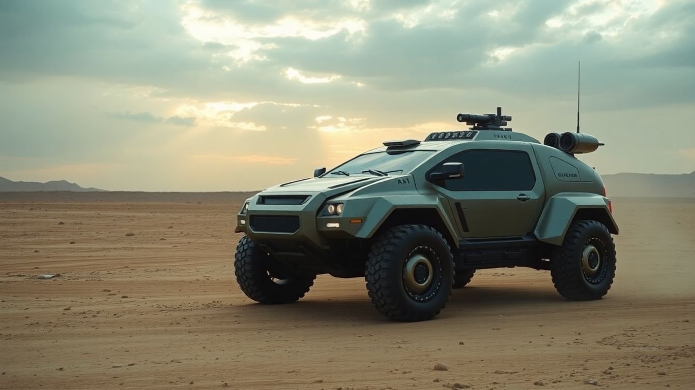 Norinco autonomous combat vehicle on a battlefield.
