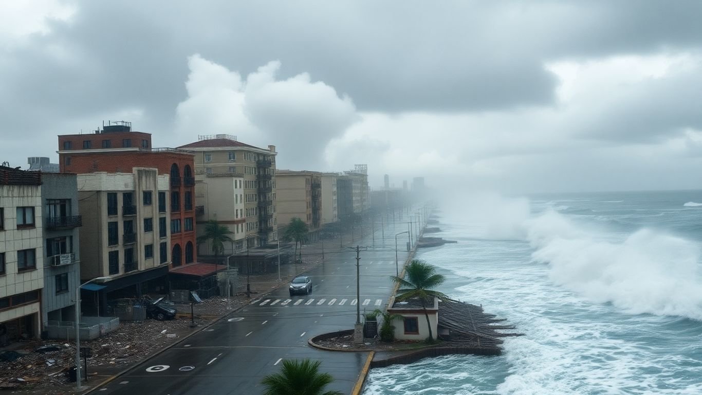 Hurricane damage in a Cuban coastal city.