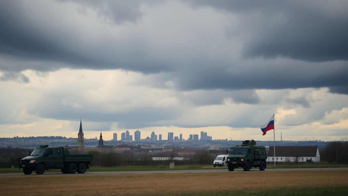 European border military build-up under stormy skies