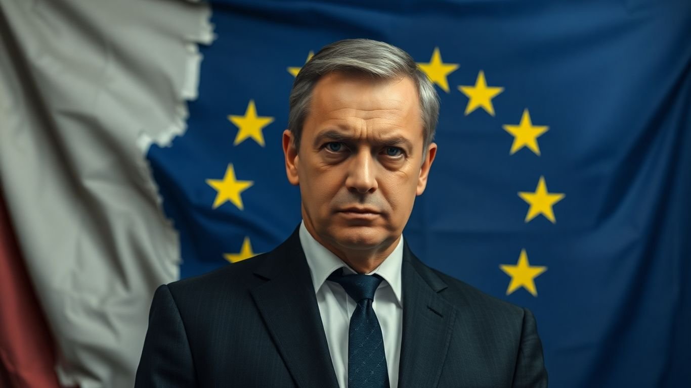 Orban and a damaged EU flag