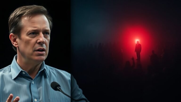 Sam Harris and Donald Trump figures in a debate context.