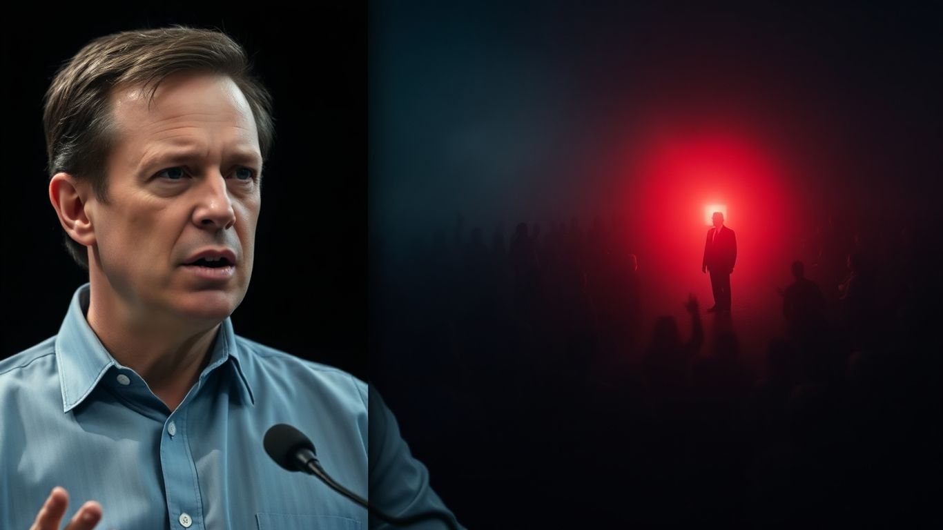 Sam Harris and Donald Trump figures in a debate context.