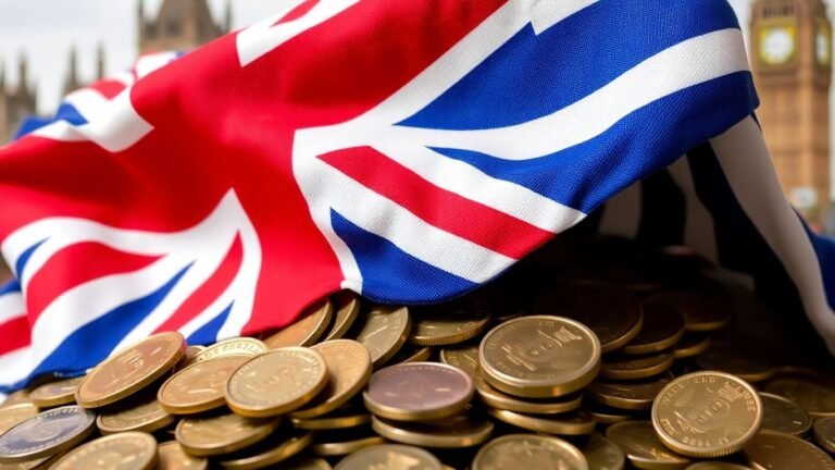 British pounds and Union Jack flag