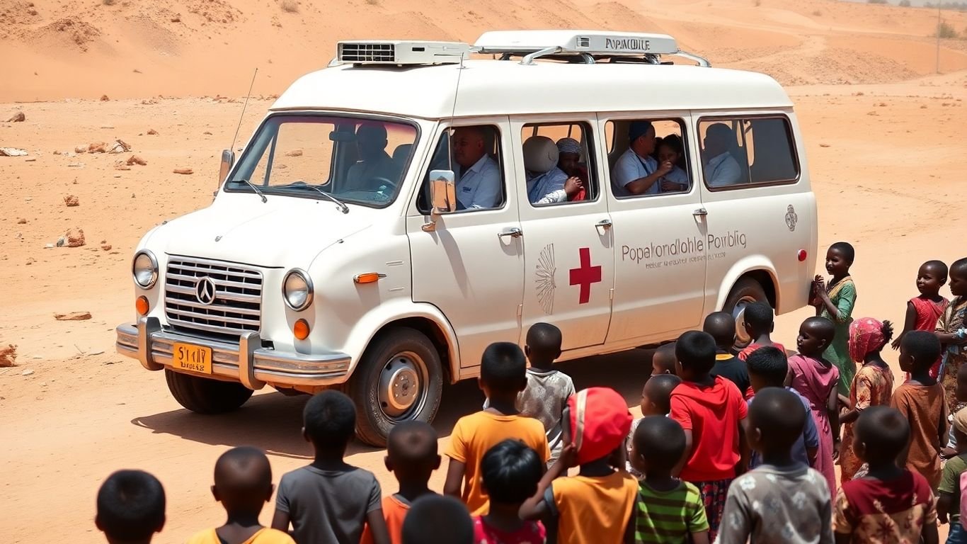 Popemobile converted into a mobile clinic for children in Gaza.