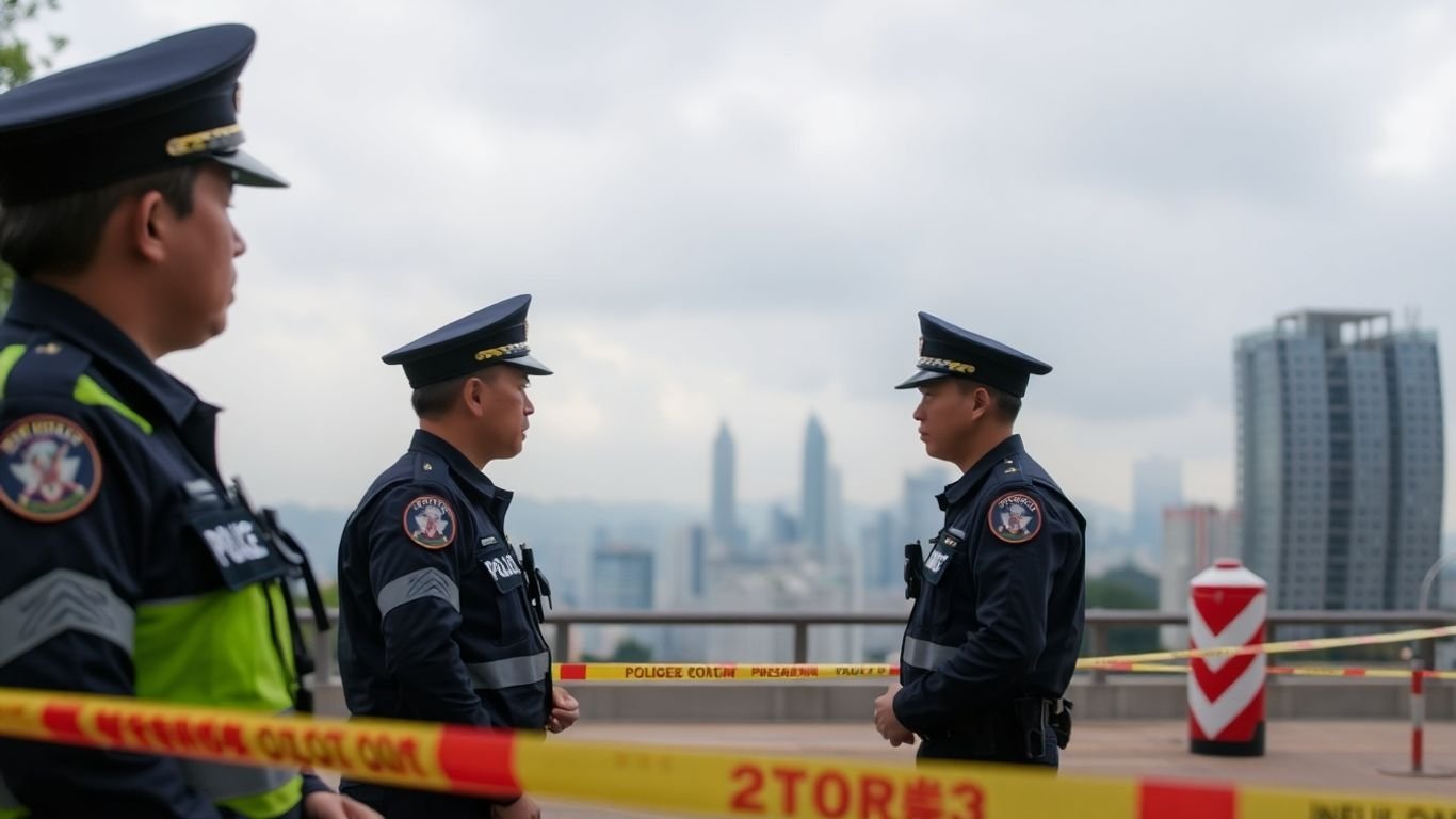 Hong Kong police at a crime scene