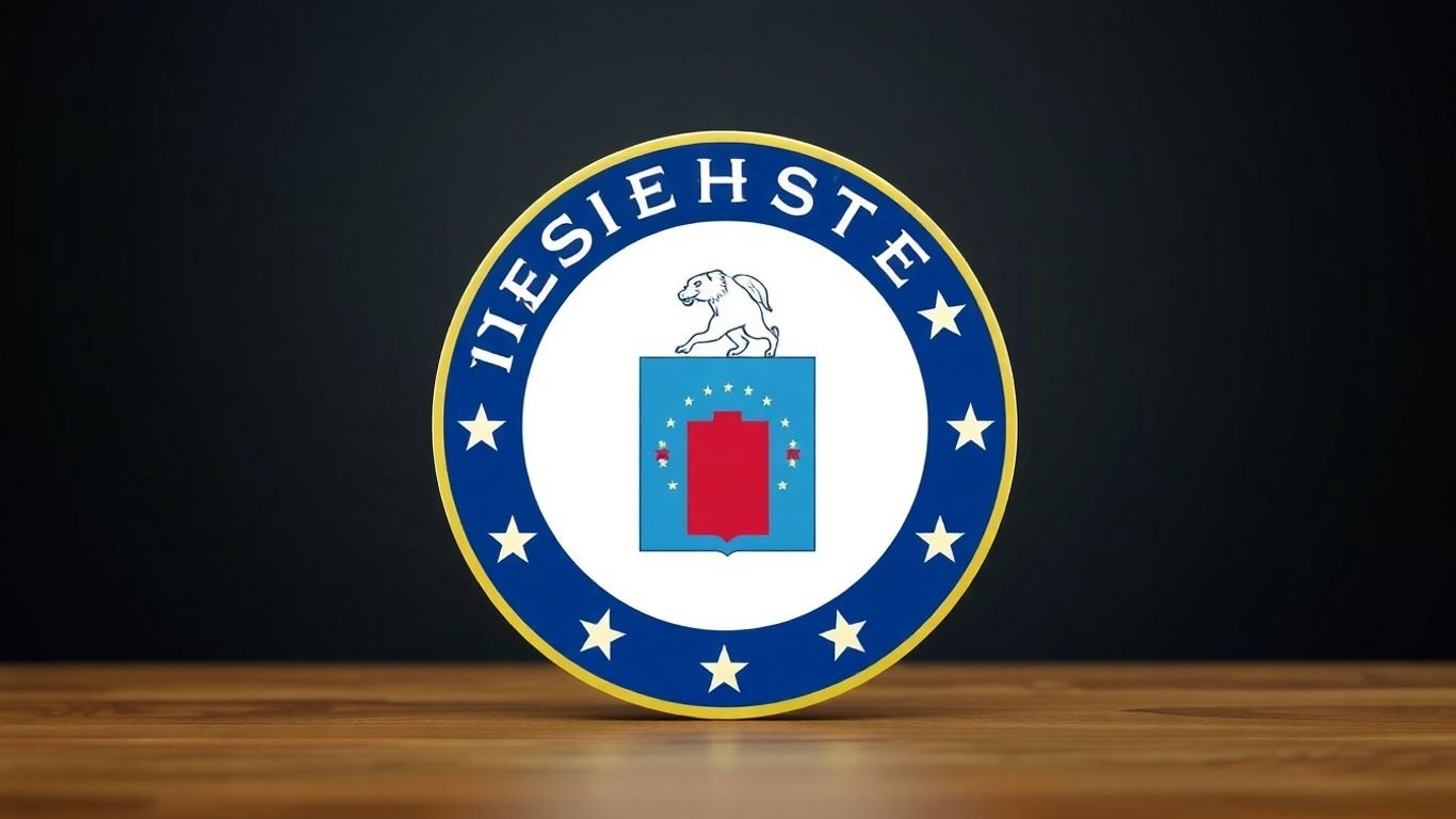 CIA and EU emblems interacting diplomatically.