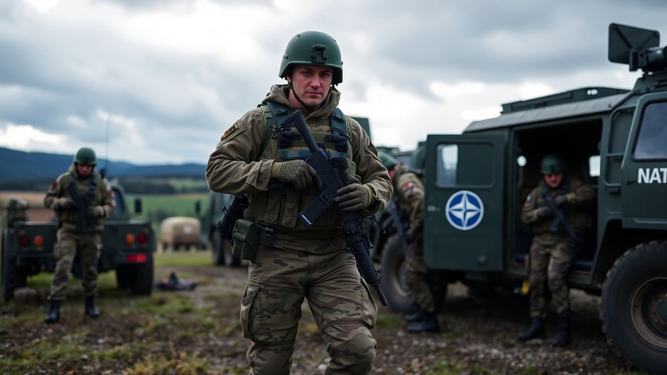 NATO soldiers preparing for a Russian threat response.