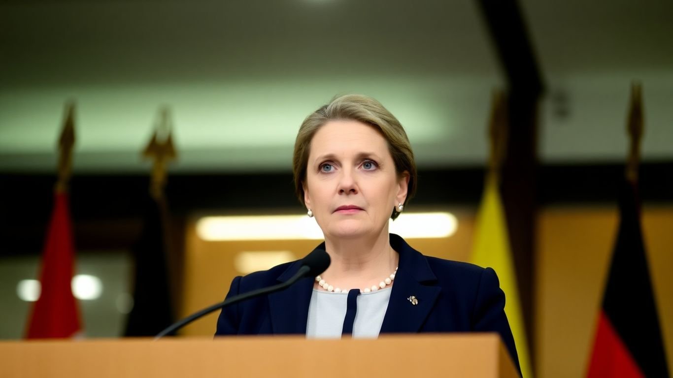 Belgian defense minister speaks at a press conference.