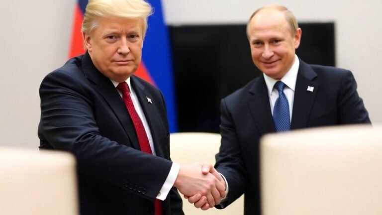 Trump and Putin shaking hands