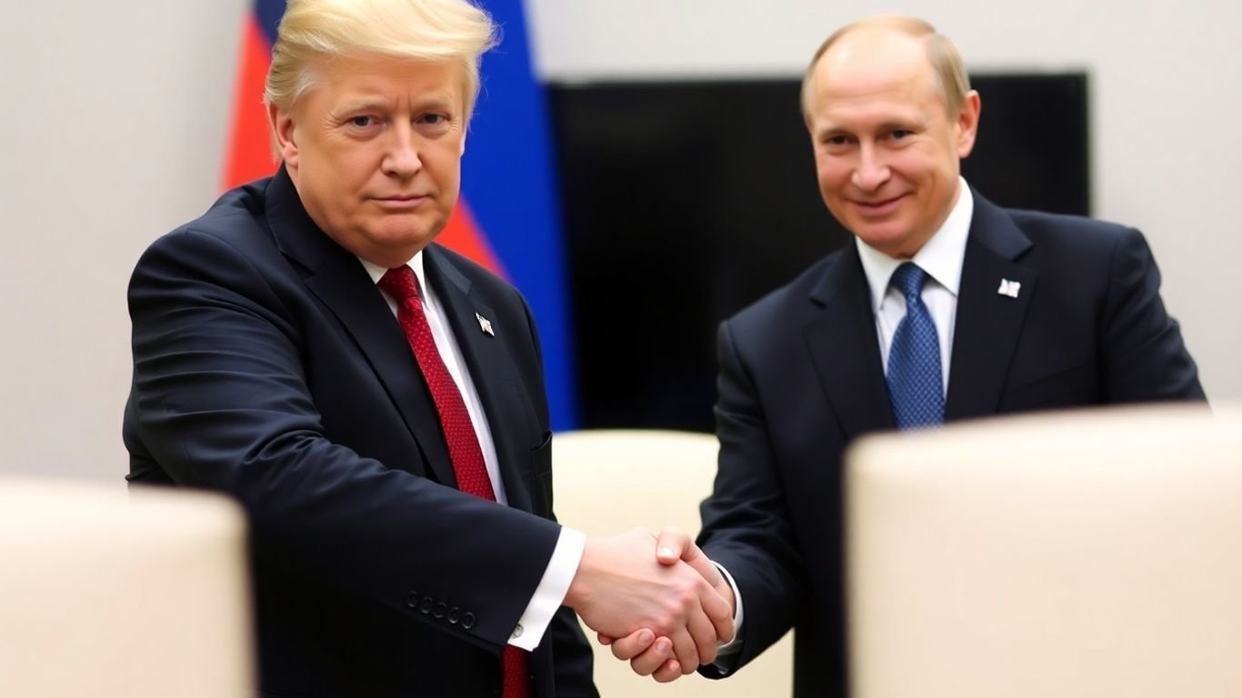 Trump and Putin shaking hands