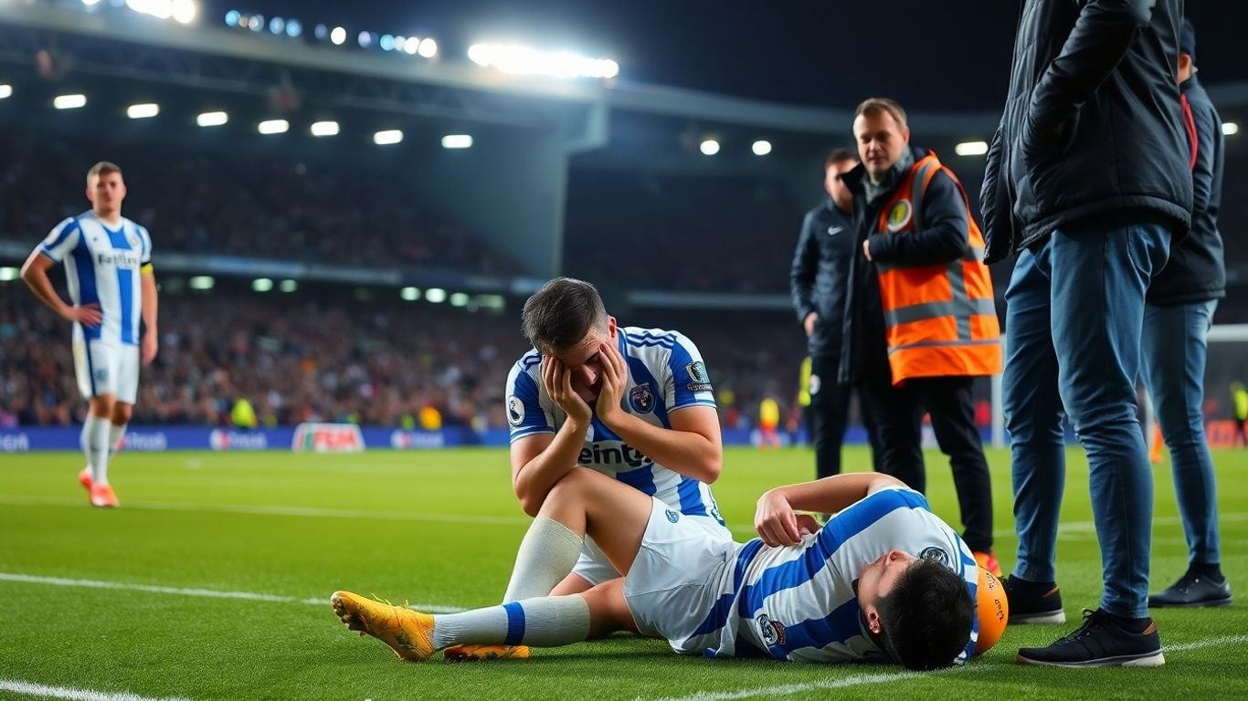 Romeo Lavia injured on the soccer field.