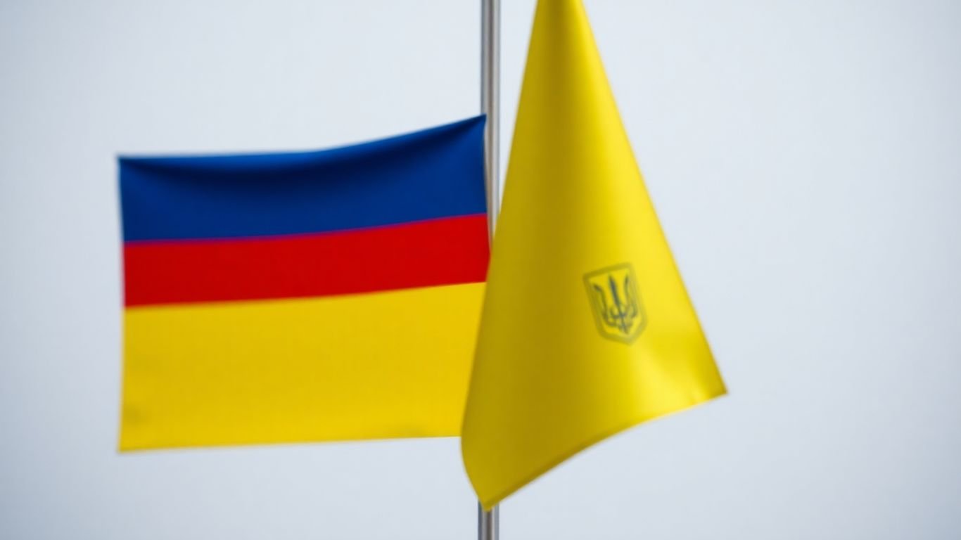German and Ukrainian flags waving together