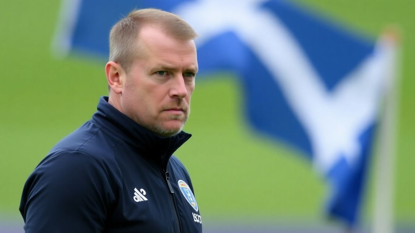 Steve Clarke looking determined on a football pitch.