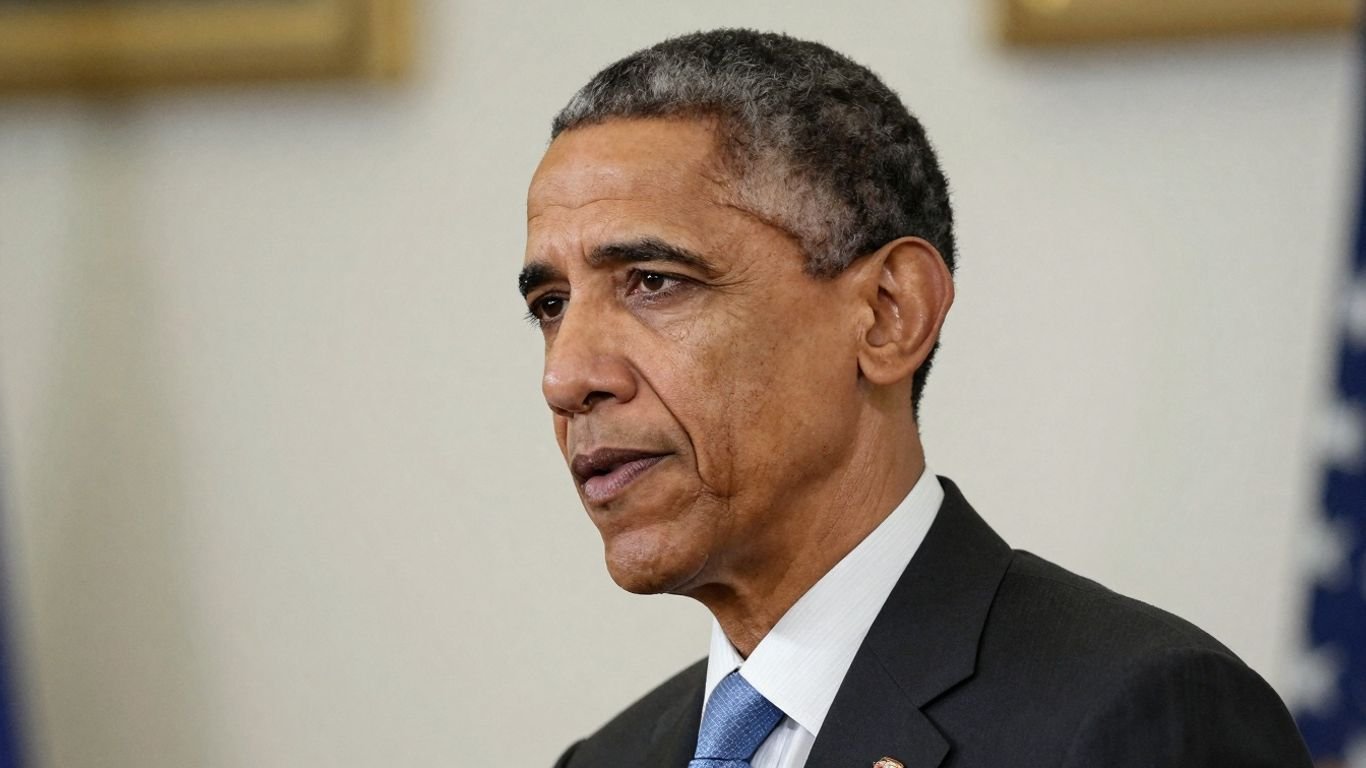 Barack Obama looking thoughtful and concerned.