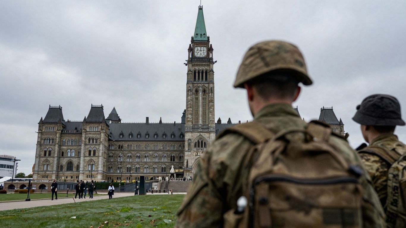 Canada Parliament and shadowy military figure