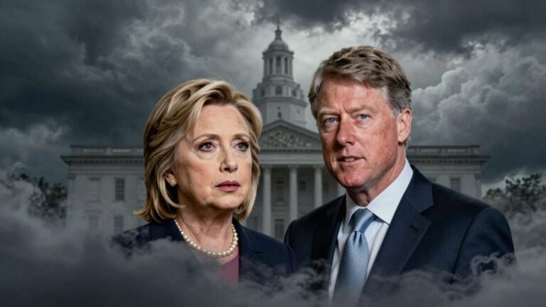 Alleged Clinton crime spree, shadowy figures, courthouse.