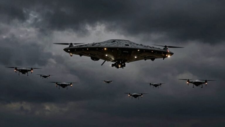 Chinese drone mothership launching swarm attack.