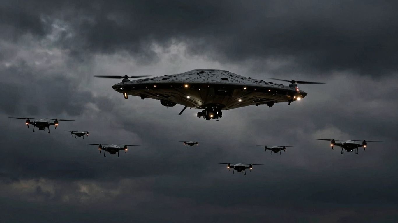 Chinese drone mothership launching swarm attack.