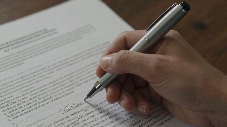 Hand using autopen on legal documents.