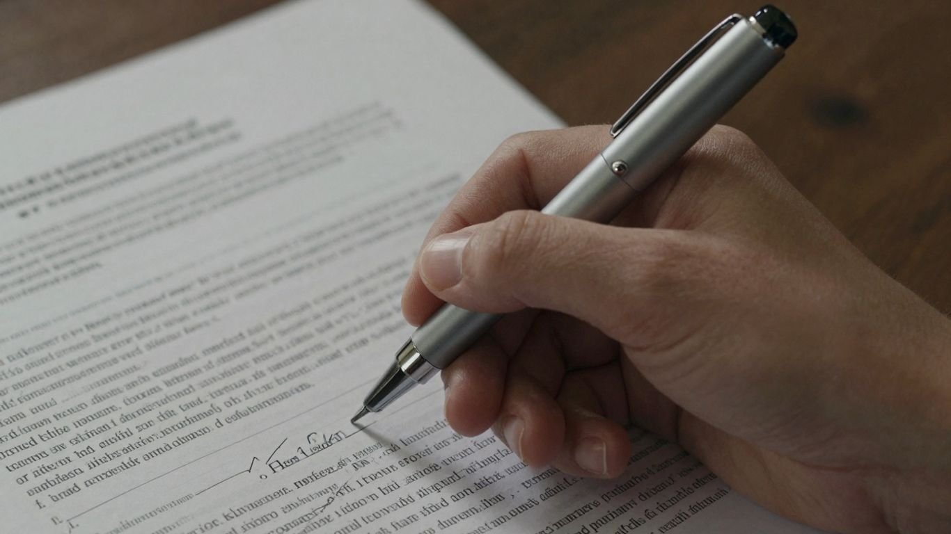 Hand using autopen on legal documents.