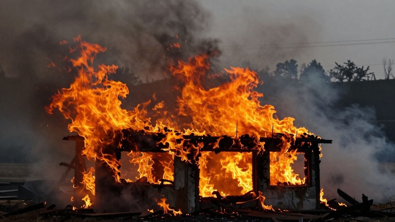 Burning building in the West Bank