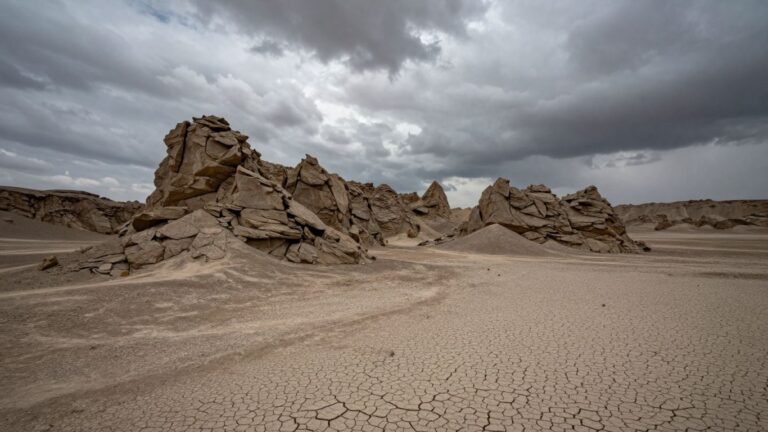 Barren landscape under a cloudy sky, symbolizing annexation.