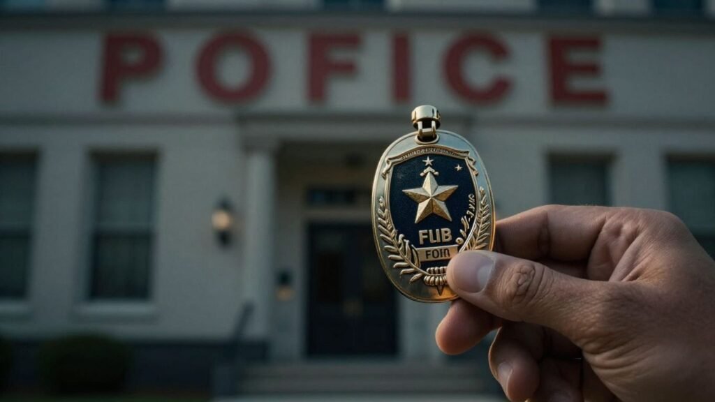 FBI agent badge and file, symbolizing vetting process.