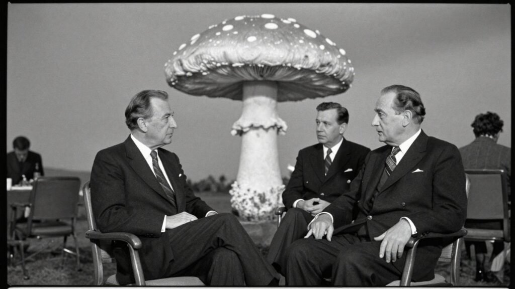 European leaders discussing nuclear war casually.