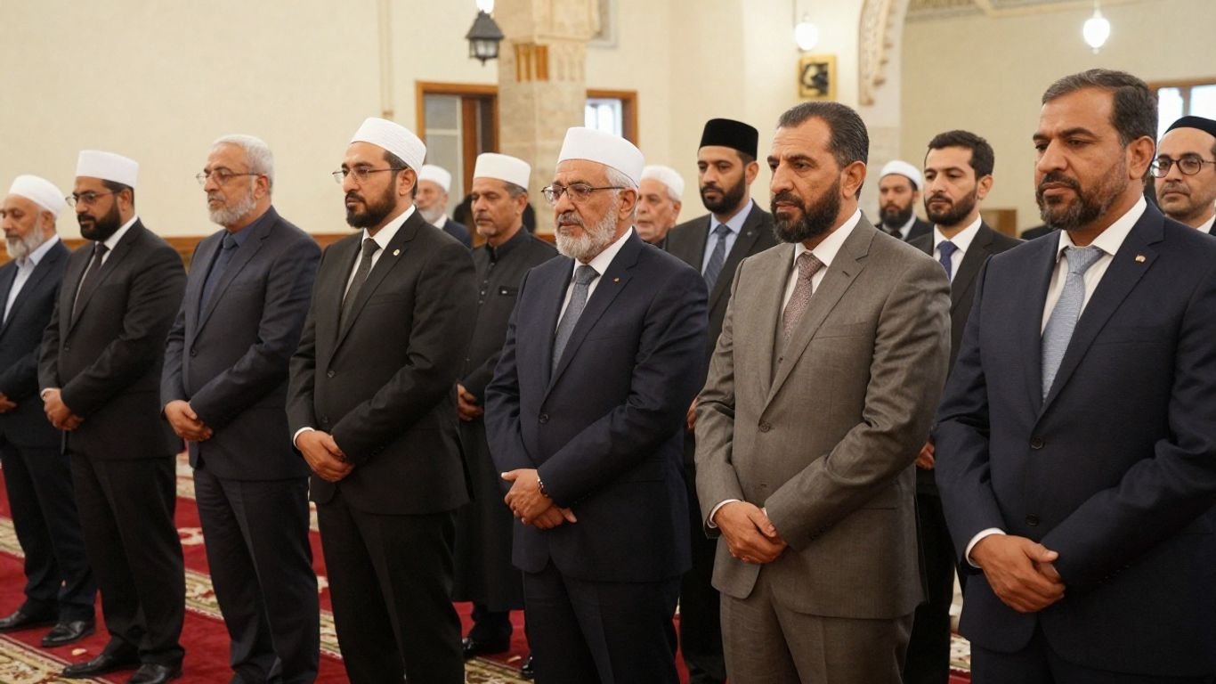 City officials and mayor at Islamic prayer ceremony.