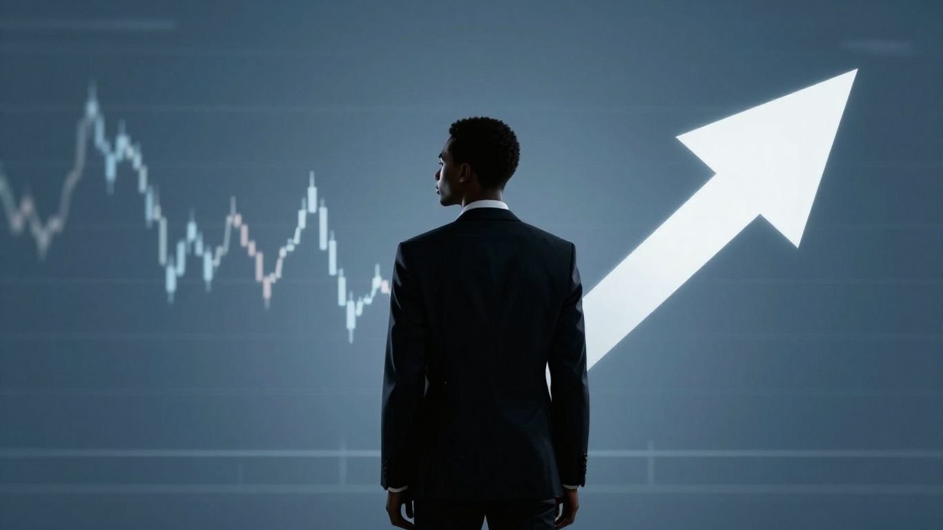 Stock market reversal with a person observing.