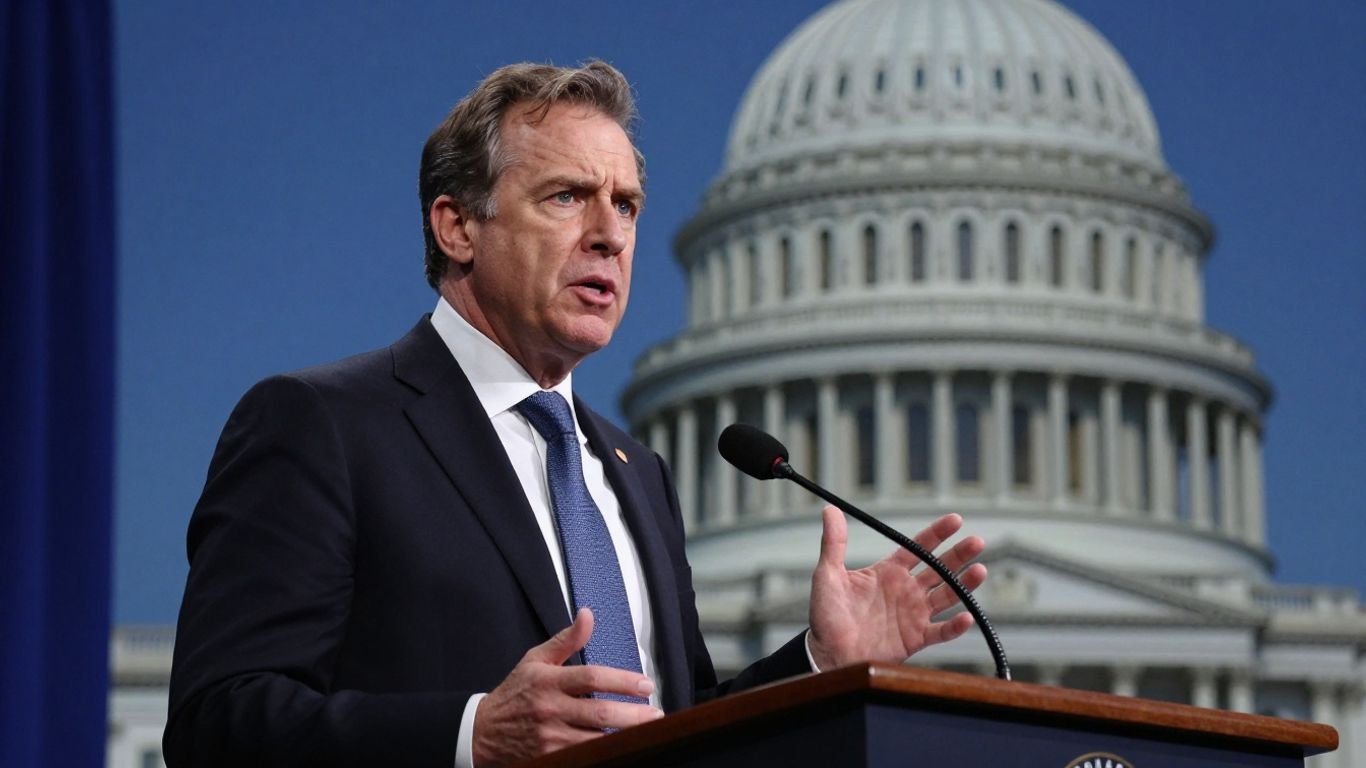 Comedy writer speaks at podium about free speech.