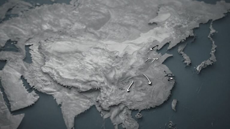 Map of Asia with China and surrounding countries.