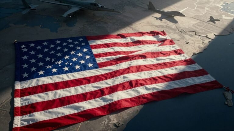 US flag over Iran map, strategic geopolitical imagery.