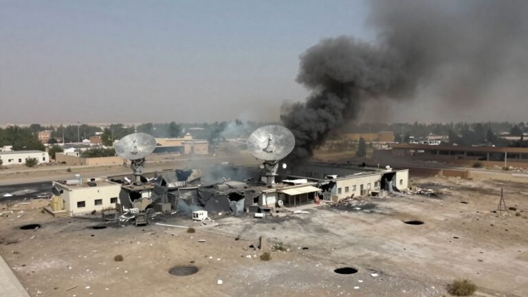 Satellite view of damaged Iranian military base.