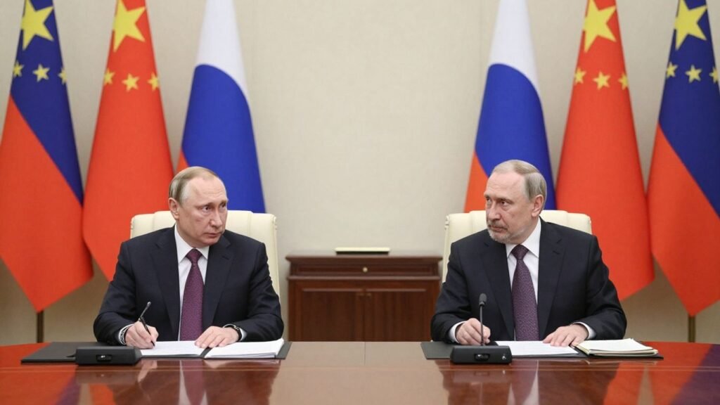 Putin and Raisi in a formal meeting discussing security.