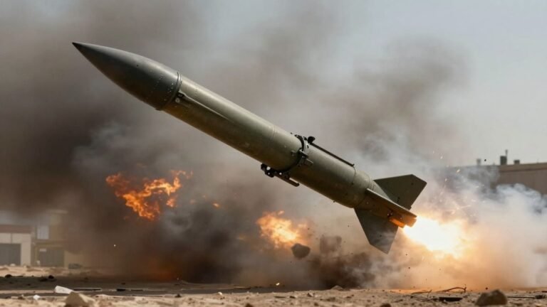 US Patriot missile system near a blast site in Bahrain.