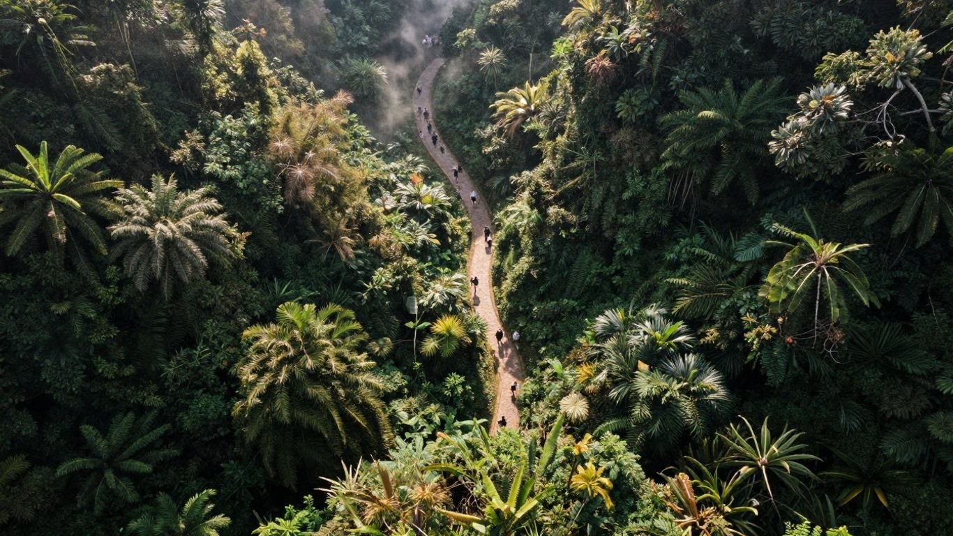 Complex path through abstract US political landscape.