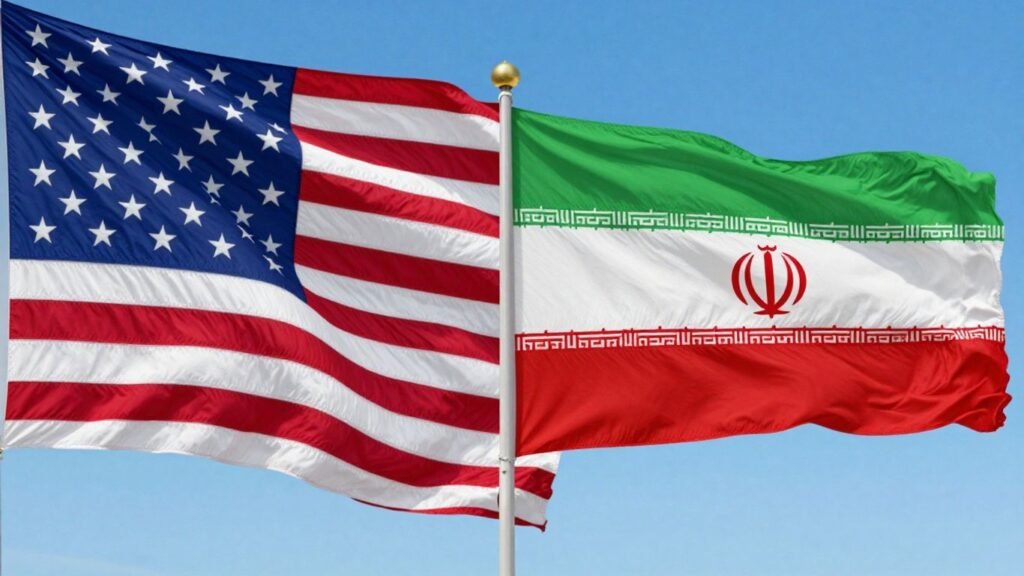 American and Iranian flags side-by-side.