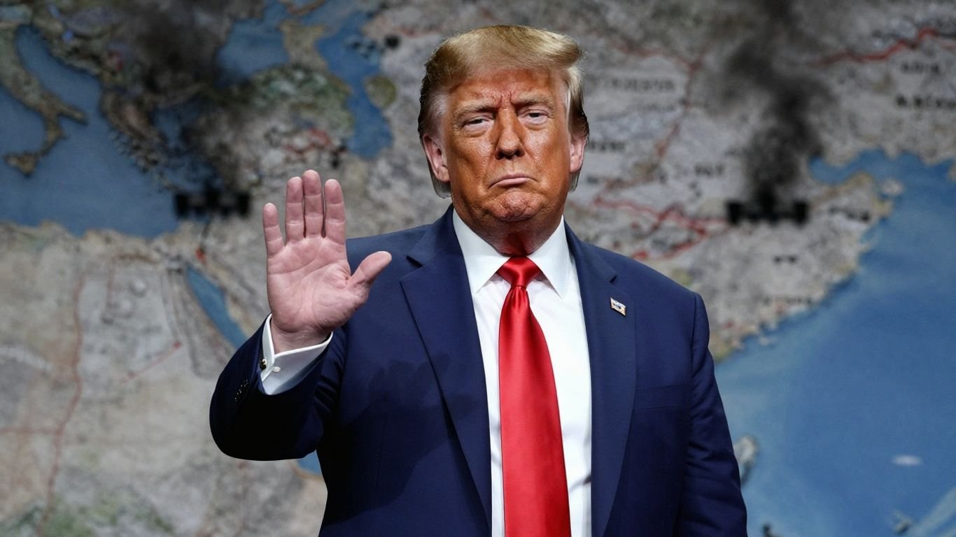 Trump blocks Iran ceasefire talks with hand gesture.