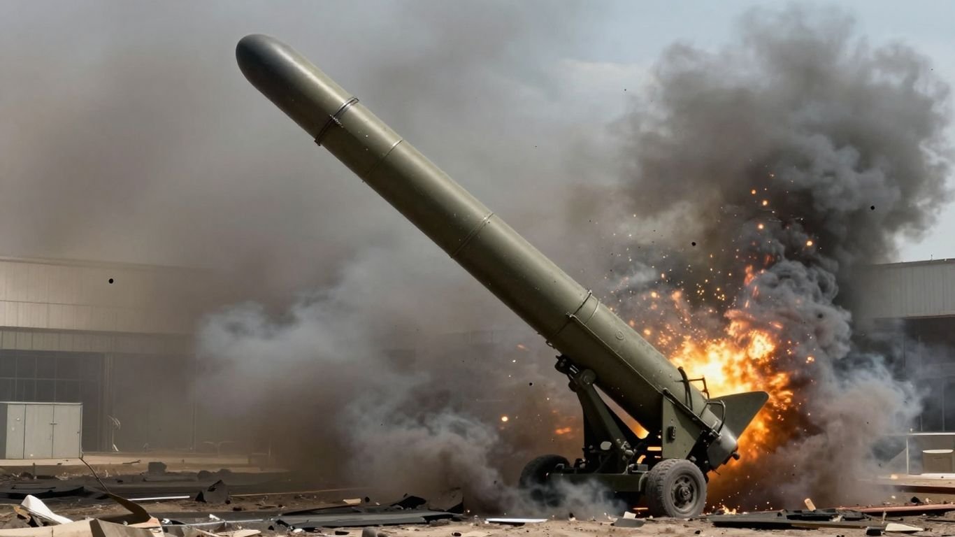 Patriot missile system near explosion site