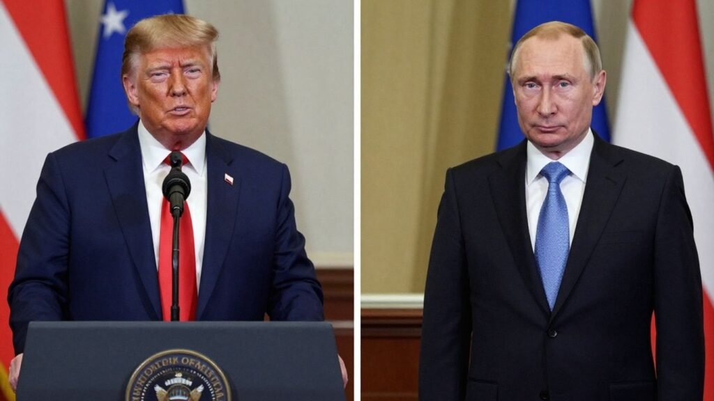 [Trump] and [Putin] in a diplomatic setting.