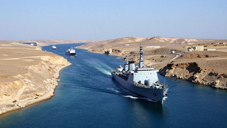 Naval ship in the Strait of Hormuz.