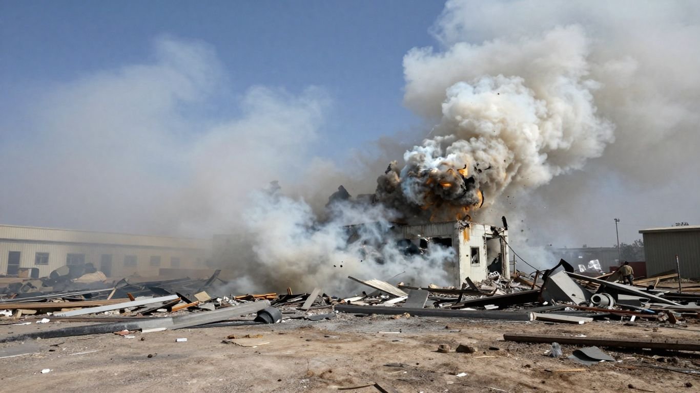 Explosion aftermath at a US military base.