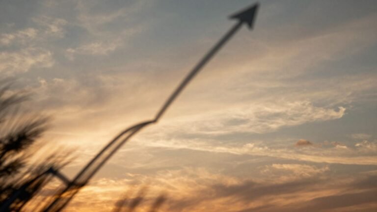 Upward trend visualization with economic activity hints.