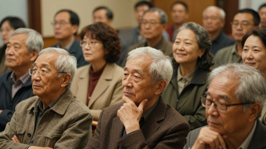 Older adults and subtle financial or government imagery.