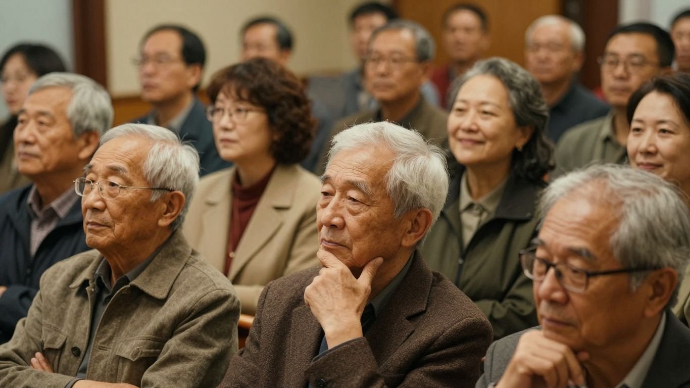 Older adults and subtle financial or government imagery.