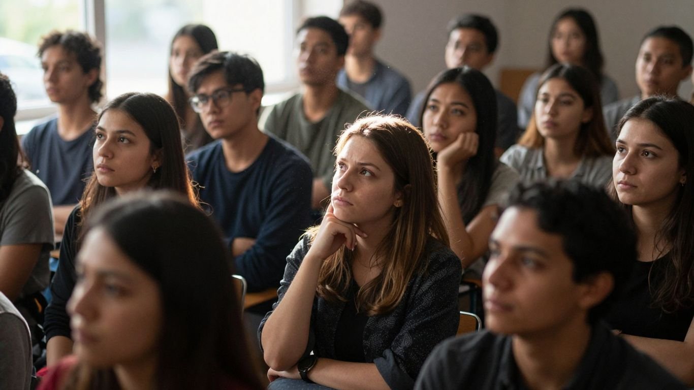 People looking in different directions, questioning and thoughtful.